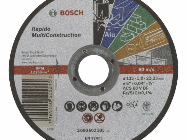 Bosch – 125*1,0 mm Çoklu Malzemelerde Kullanım İçin Düz Kesme Diski (Taş)