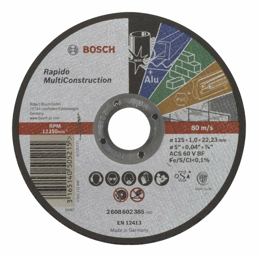 Bosch – 125*1,0 mm Çoklu Malzemelerde Kullanım İçin Düz Kesme Diski (Taş)