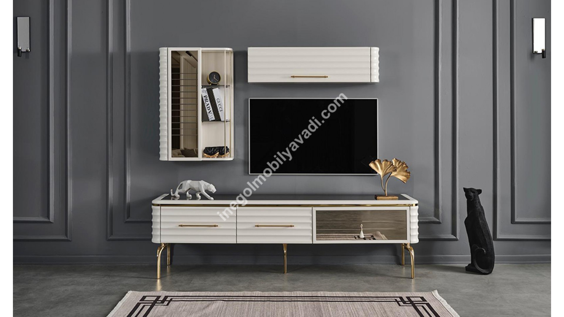 İnegöl Mobilya Asel Ekru TV Ünitesi Takımı