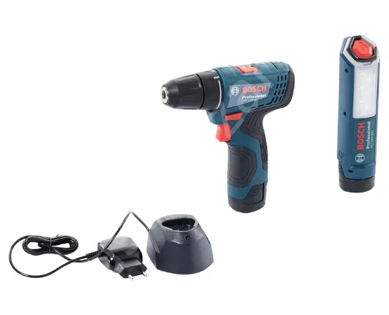 Bosch Professional GSR 120-LI 2 Ah Çift Akülü Tornavida ve GLI 12V-300 Fener 06019G8004